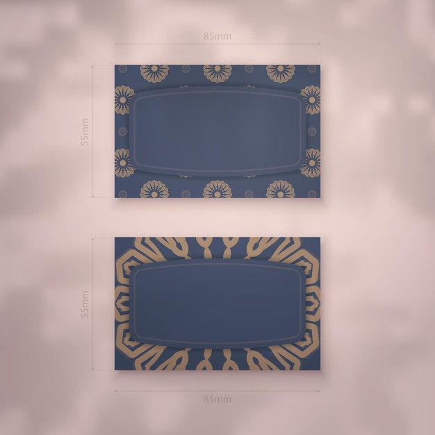 Visitenkarte in blau mit griechisch-braunen ornamenten für ihre marke.