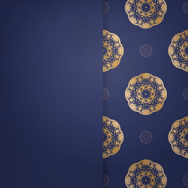Visitenkarte in dunkelblau mit goldenen mandala-ornamenten für ihre marke.