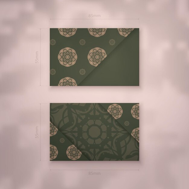 Visitenkarte in grün mit luxuriösen braunen ornamenten für ihre marke.