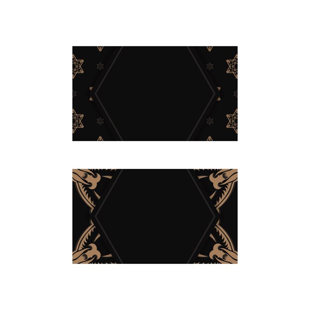 Visitenkarte in Schwarz mit Mandala-Braun-Muster für Ihre Marke.