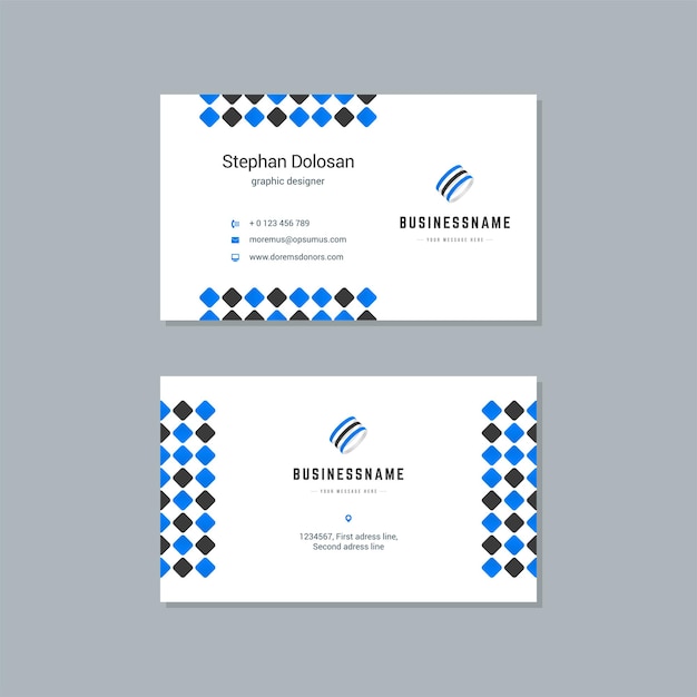 Visitenkarten-design blaue und schwarze farben druckvorlage