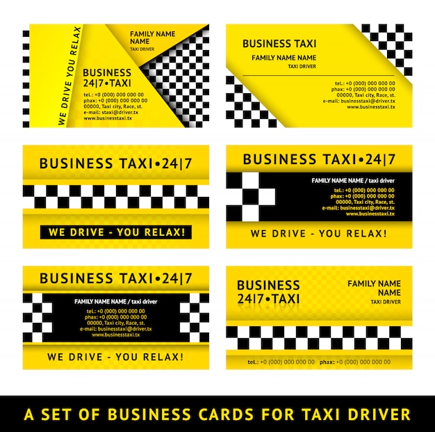 Visitenkartetaxi - illustrationssatz