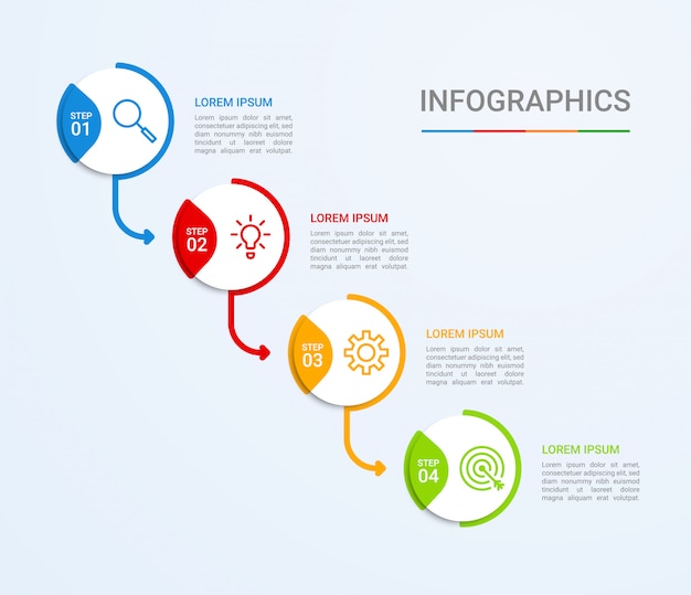 Visualisierung von geschäftsdaten, infografik-vorlage mit 4 schritten