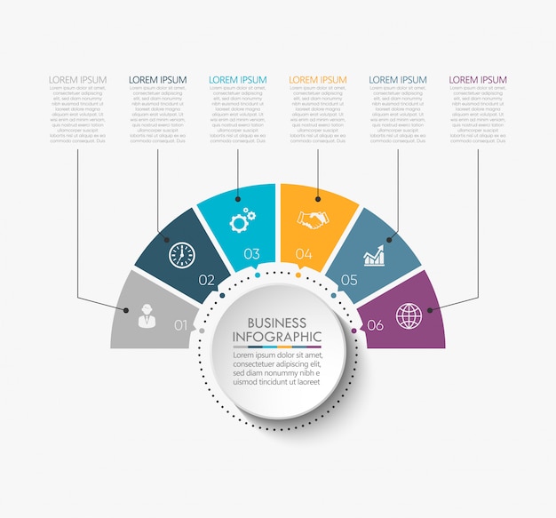 Visualisierung von geschäftsdaten. infographik timeline-symbole