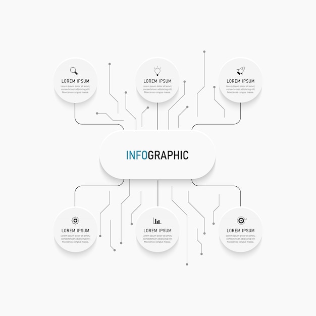 Visualisierung von Geschäftsdaten. Prozessdiagramm. Abstrakte Elemente eines Diagramms, Diagramms mit Schritten, Optionen, Teilen oder Prozessen. Geschäftsvorlage. Kreatives Konzept für Infografik.