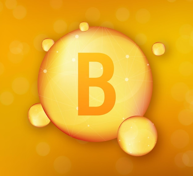 Vitamin b gold glänzendes symbol ascorbinsäure vektor stock illustration