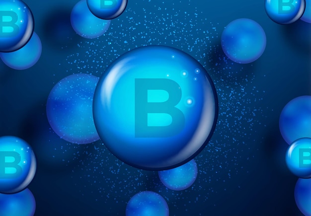 Vitamin E Blau leuchtendes Pillenkapsel-Symbol Vitaminkomplex mit medizinischer und pharmazeutischer Werbung der chemischen Formel Vektorillustration