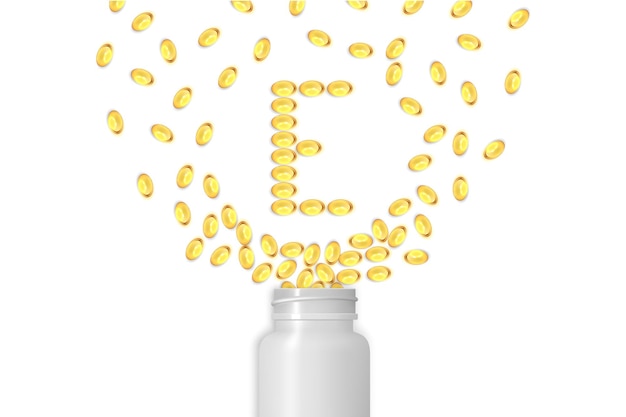 Vitamin E-Hintergrund. Gel-Pillen