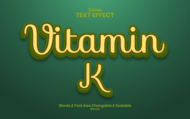 Vitamin k voll editierbare 3d-texteffekt-eps-datei