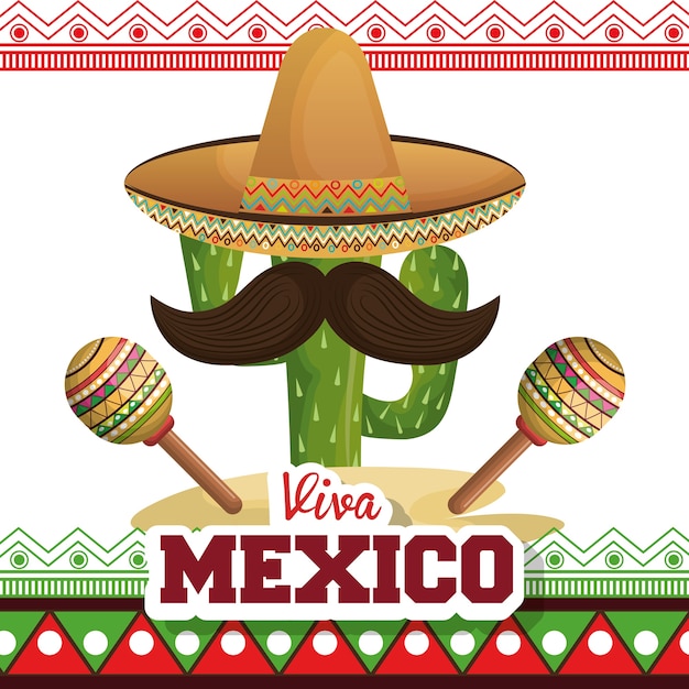 Viva mexiko-plakatikonenvektor-illustrationsdesign