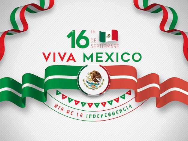 Vektor viva mexiko unabhängigkeitstag 16. september mit flagge