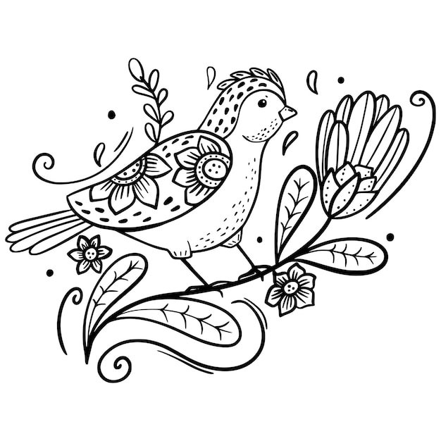 Vogel-frühlingsvogel-färbungs-skizzen-handzeichnung für ihr design