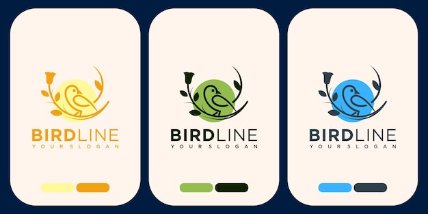 Vektor vogel linie vorlage symbolsatz logo design inspiration