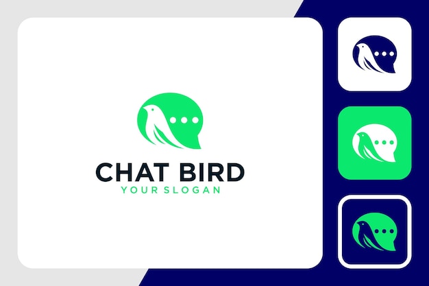 Vogel-logo-design mit chat oder talk