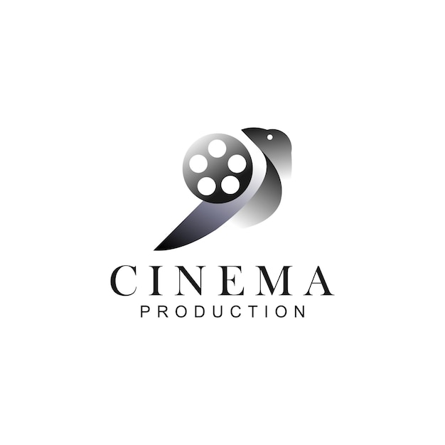 Vogel mit filmausrüstung gutes logodesign für movie maker