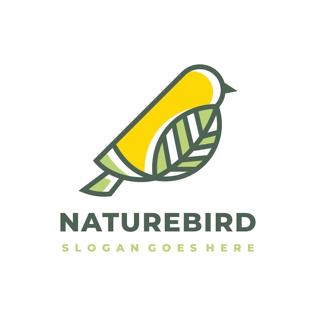 Vektor vogel- und naturblatt-logo-vorlage