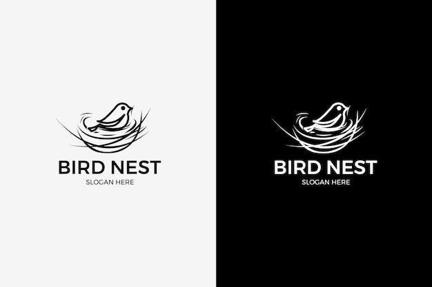 Vogel- und nest-logo-design