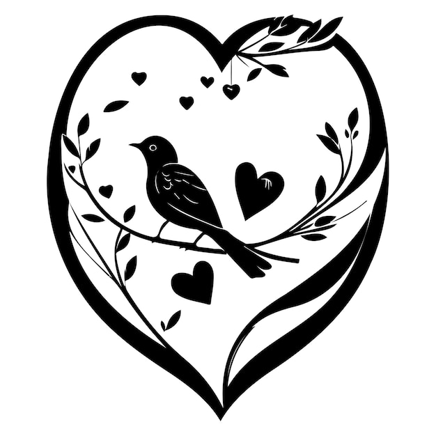Vektor vogel valentinstag herz liebe illustration zeichnung zeichnung