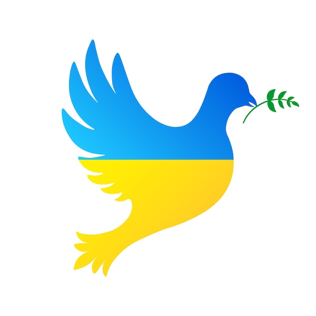 Vogelförmiger aufkleber mit ukrainischer flagge