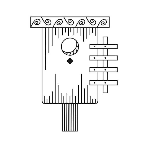 Vektor vogelhaus auf einem weißen isolierten hintergrund einfache umrissillustration