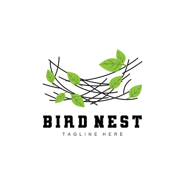 Vogelnest logo design vogelhaus vektor für eier vogel baum logo illustration