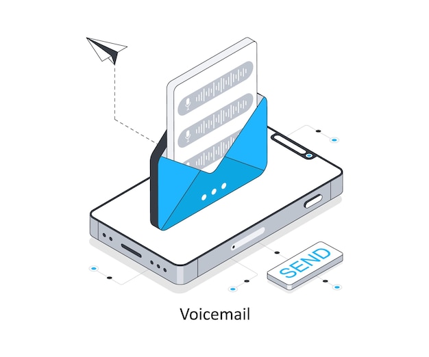 Vektor voicemail isometrische aktienillustration eps aktiengeschicht