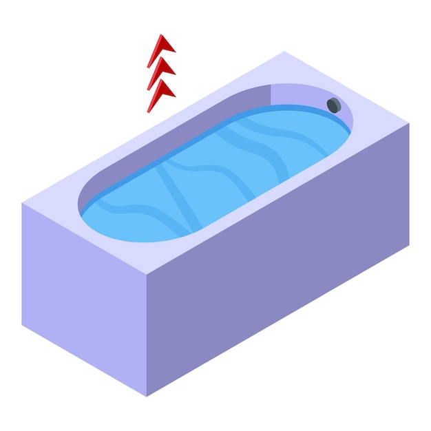 Volle badewanne mit wasser-ikonen isometrischer vektor währungsmarkt