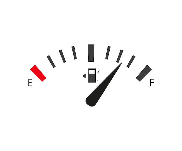 Voller und leerer Tank, Benzinsensor im flachen Stil