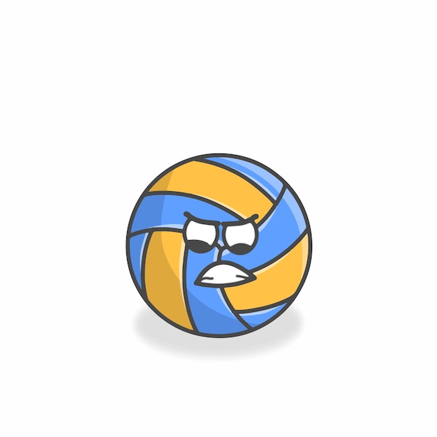 Volleyball-niedlicher charakter-flache karikatur-vektor-design-illustration