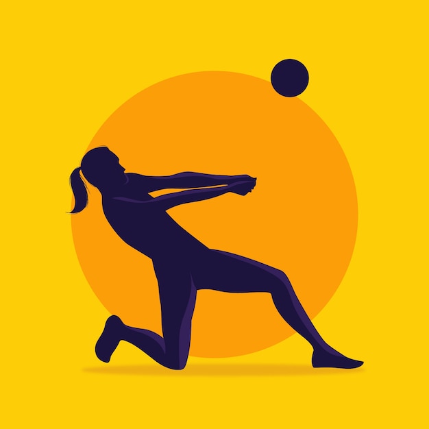 Volleyball-Silhouette im flachen Design