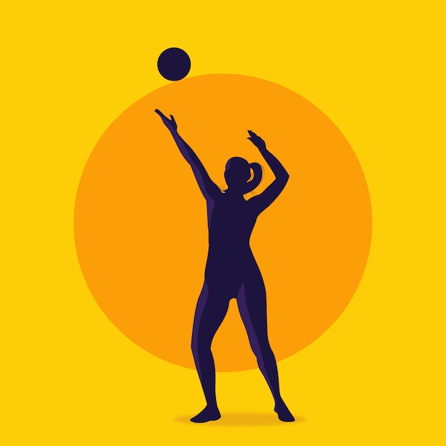 Volleyball-Silhouette im flachen Design