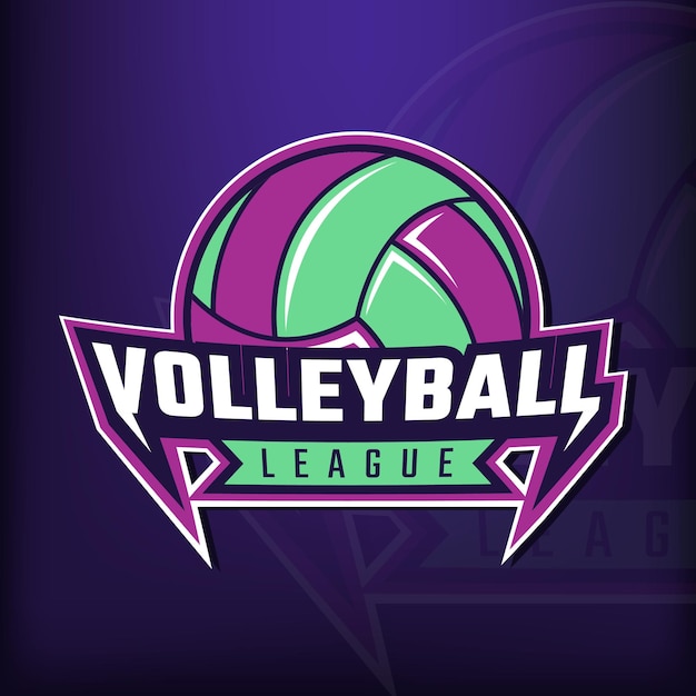 Volleyball-sportverein-emblem auf dunkelviolettem hintergrund