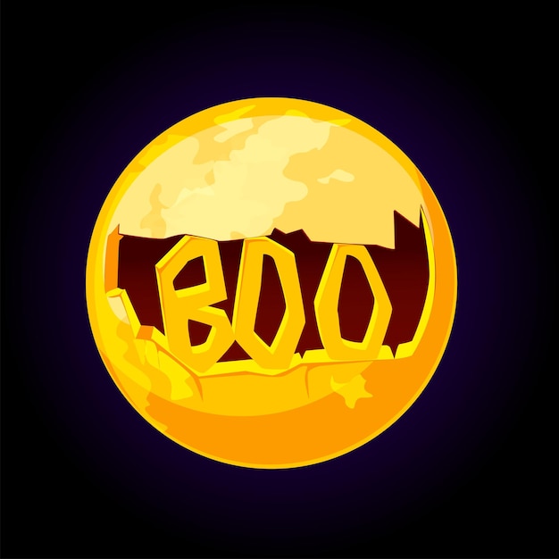 Vektor vollmond und text boo für grußkarten halloween-illustration