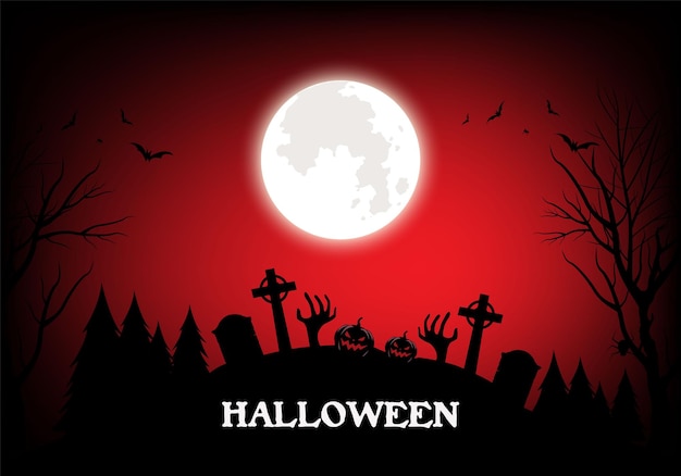 Vollmond-Zombie-Hand Halloween-Hintergrund.