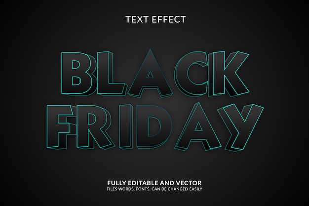 Vektor vollständig bearbeitbarer black friday-texteffekt und texteffekt im 3d-stil