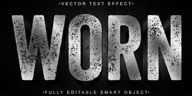 Vollständig bearbeitbarer Smart-Object-Text-Effekt mit abgenutztem Vektor