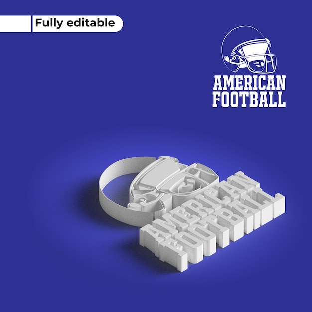 Vektor vollständig editierbare logos american football, rugby sports, rugby ball, sports logo, 3d mockup logo,