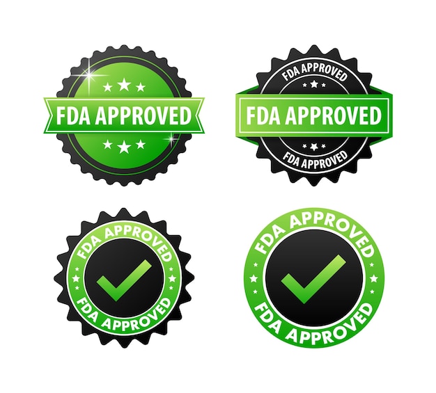 Vektor von der fda zugelassenes etikett fda-validierte qualitäts- und sicherheitssicherung