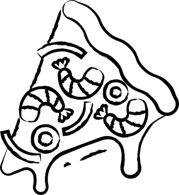 Vektor von der hand gezeichnete vektorillustration von garnelenpizza