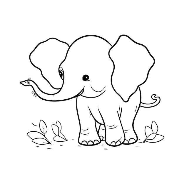 Vektor von hand gezeichnete elefanten-umriss-illustration auf weißer seite