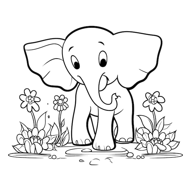 Von hand gezeichnete elefanten-umriss-illustration auf weißer seite