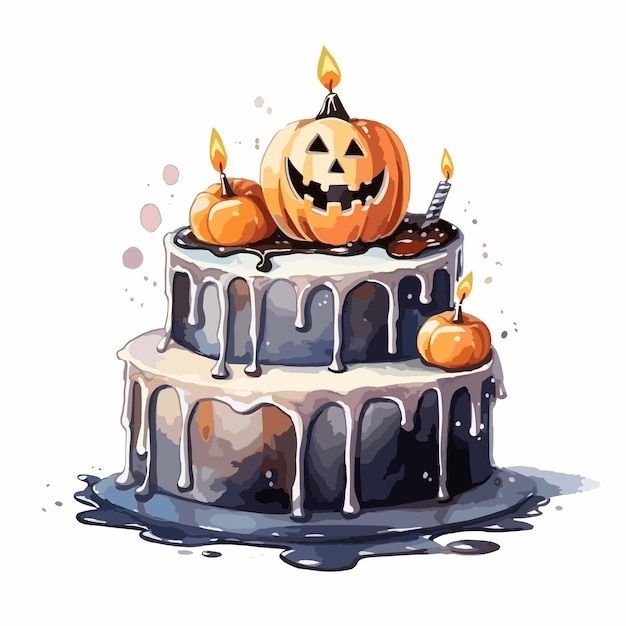 Von hand gezeichnete halloween-torte