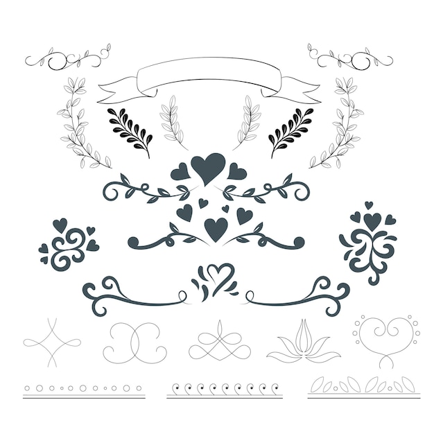 von Hand gezeichnete Hochzeitsschmuck-Sammlung Vektor-Design-Illustration