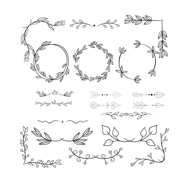 von Hand gezeichnete Hochzeitsschmuck-Sammlung Vektor-Design-Illustration