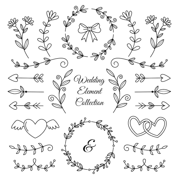 von Hand gezeichnete Hochzeitsschmuck-Sammlung