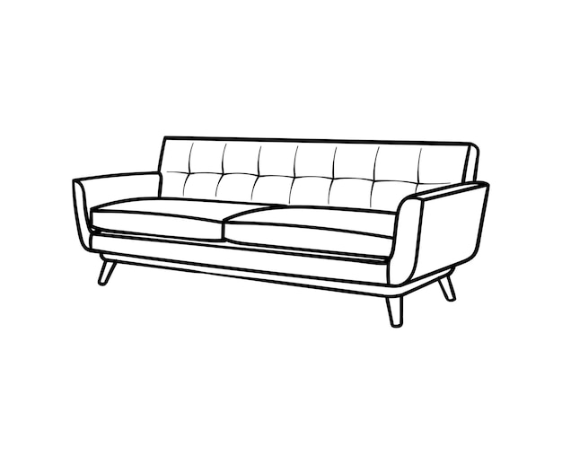 Von hand gezeichnete illustration von gemütlichen sofa-möbeln