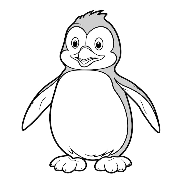 Vektor von hand gezeichnete pinguin-umriss-illustration schwarz-weiß-farbbuch oder -seite für kinder