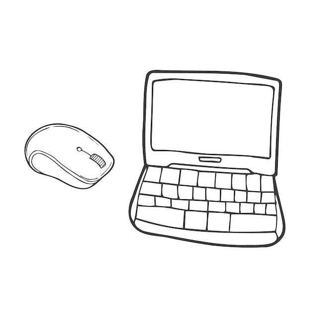 Vektor von hand gezeichneter bunter laptop süßer laptop-illustration