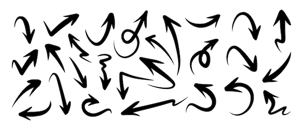 von Hand gezeichnetes Pfeilenset Doodle-Illustration