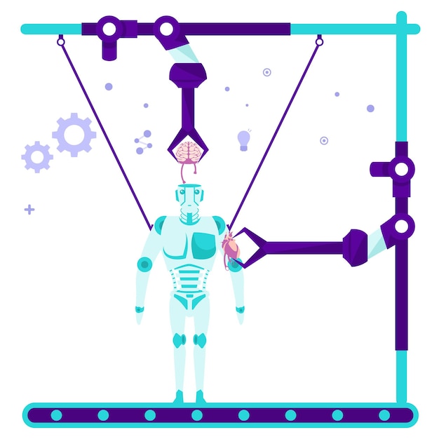 Von künstlicher intelligenz angetriebene humanoide roboter skelettbaukonzept gehirn- und muskeltransplantation